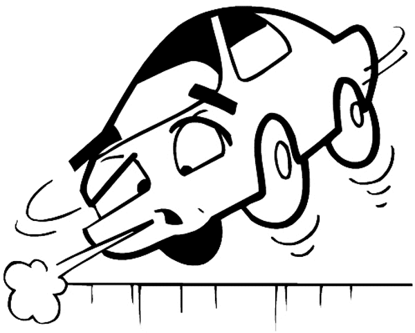Comic car over the edge vinyl sticker. Customize on line.       Autos Cars and Car Repair 060-0435  